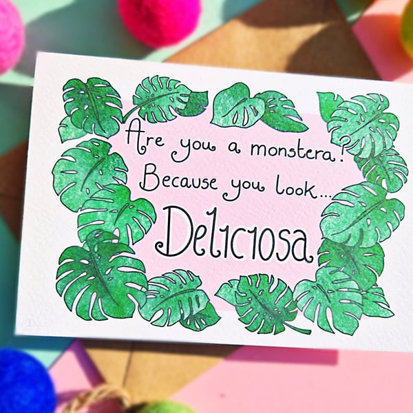 Funny Valentines Card, Anniversary Card, Are You A Monstera?