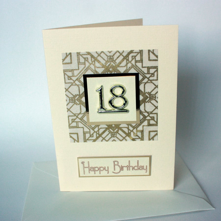 Cream and gold 18th Birthday card