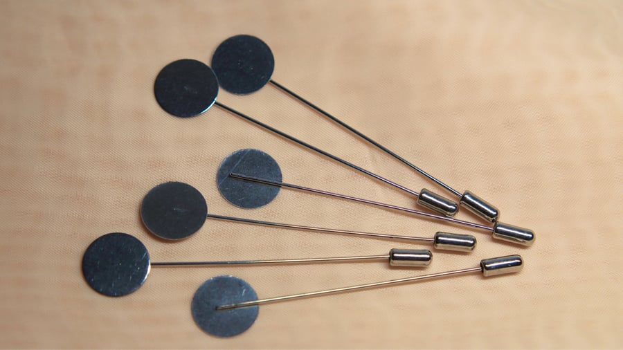 Clearance-15pcs Silver Round Tray Lapel Stick Pin (Free postage)