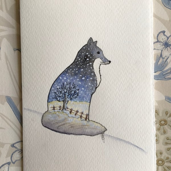 Greetings card Winter Fox