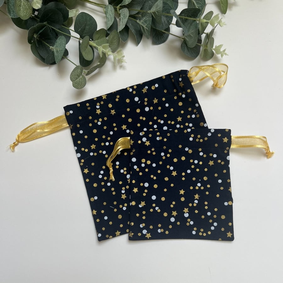  Reusable Fabric Christmas Gift Bag Set, Storage Bag, Beauty Bag
