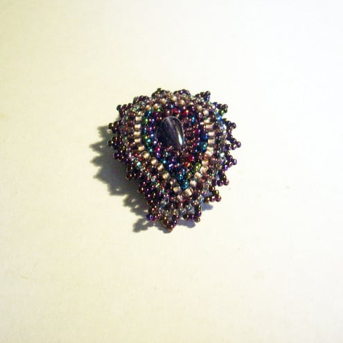 Burgundy Paisley Beaded Brooch