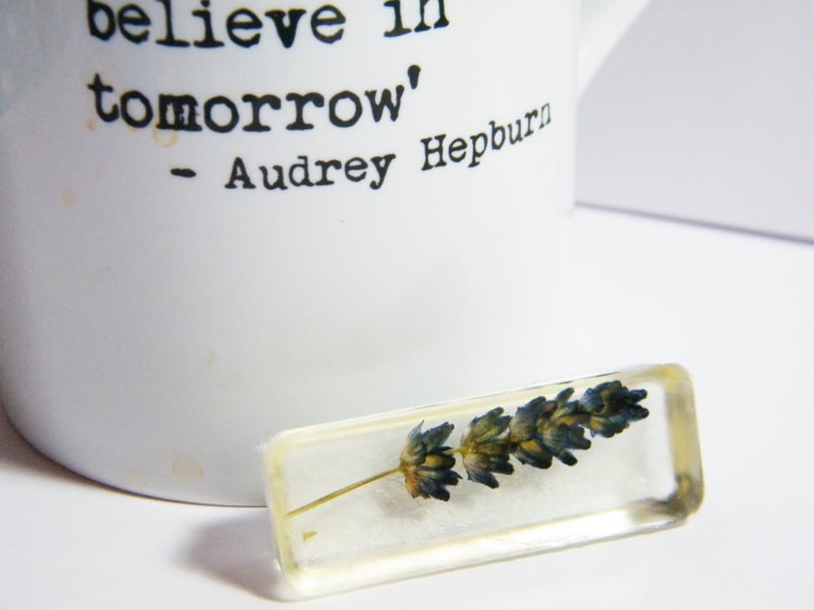 Resin Brooch, flower in resin brooch, lavender resin brooch