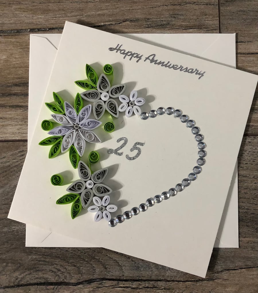 Handmade Silver anniversary card