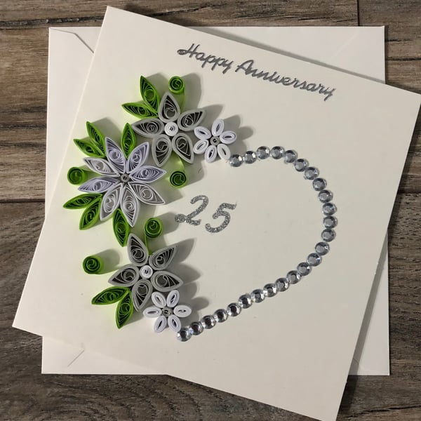 Handmade Silver anniversary card