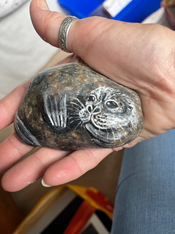 Seal  hand painted paperweight 
