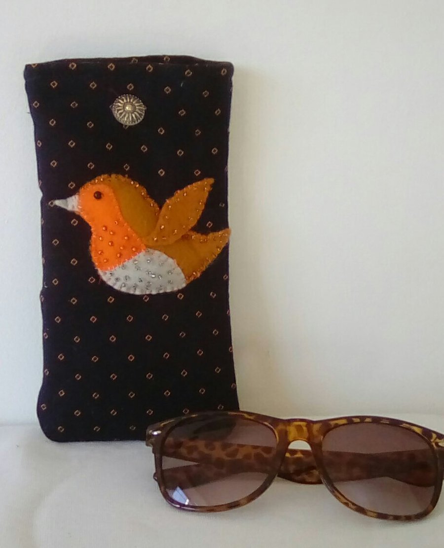 Robin Spectacle Case, Bird Glasses case, Blue Glasses case