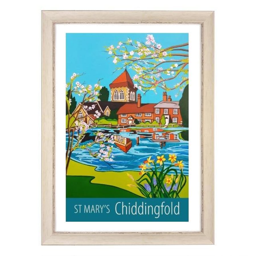 Chiddingfold St Mary's print - white frame