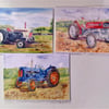 Tractor collection pack of 3 blank greetings cards from original watercolours