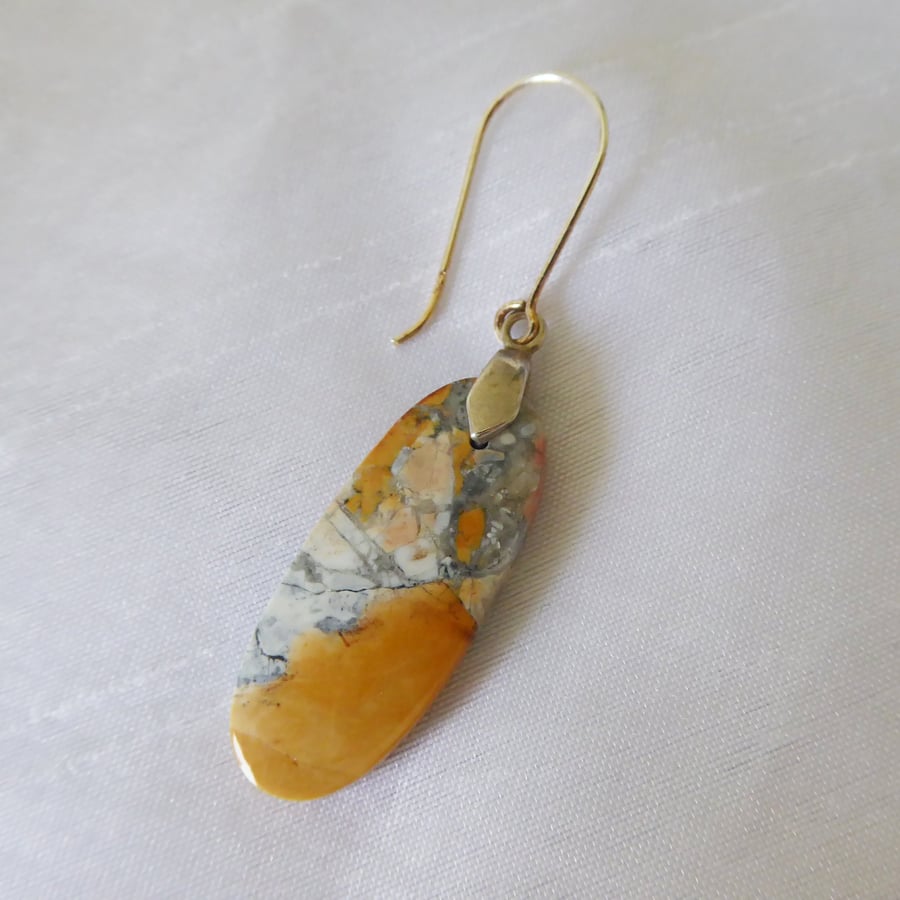 Single Sterling Silver & Maligano Jasper Oval Gemstone Earring