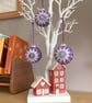 Set of 3 Purple Sparkly Crochet Christmas Baubles - Tree Decorations - Image 5