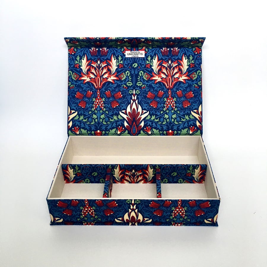 William Morris Snakeshead Handmade Box, Fabric Covered, Multipurpose Box 