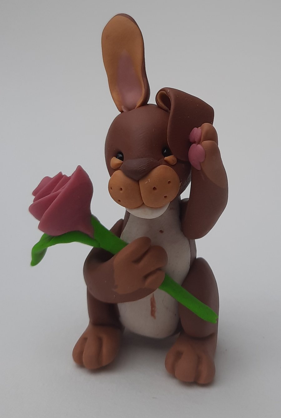 Handmade Polymer clay Rabbit: AKA Rosie 