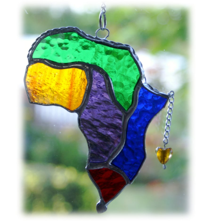 Africa Suncatcher Stained Glass Rainbow Map 