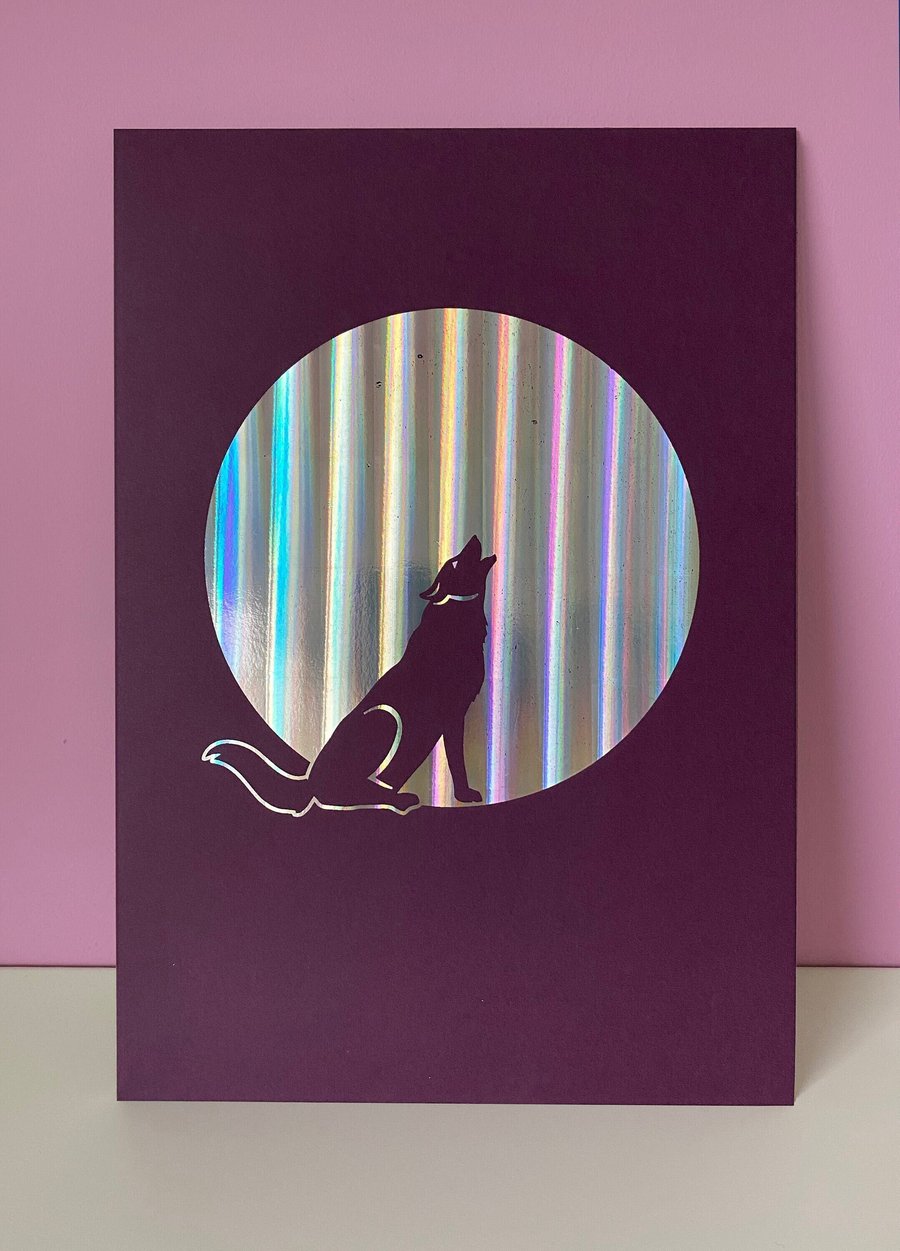 A4 Holographic Wolf Moon Poster