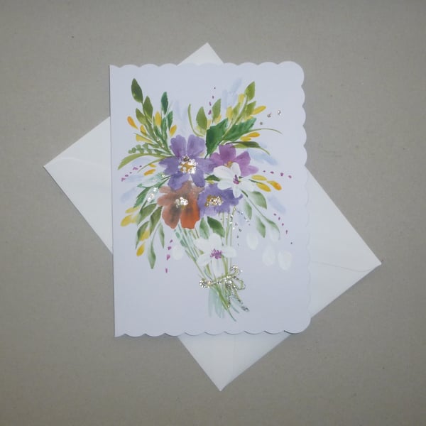 hand painted floral blank greetings card ( ref ... - Folksy