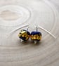 blue and gold leaf glass earrings - Image 3