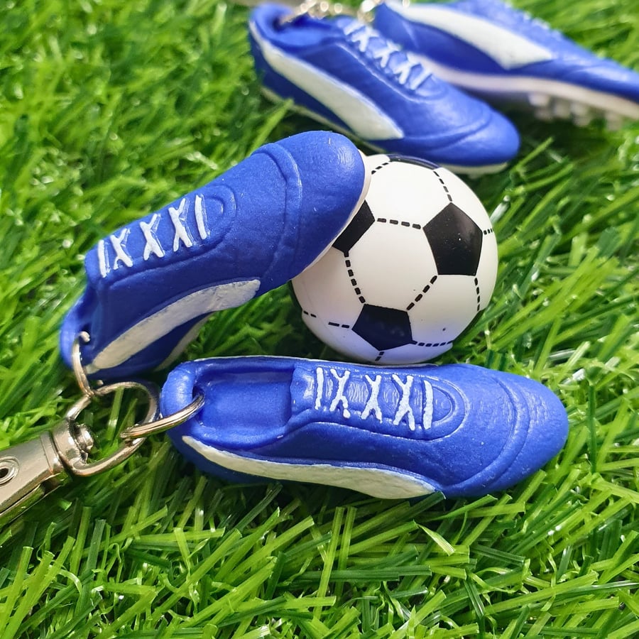 Football Boots Keyring, Soccer Backpack Charm, Keychain For Football Fans, Blue