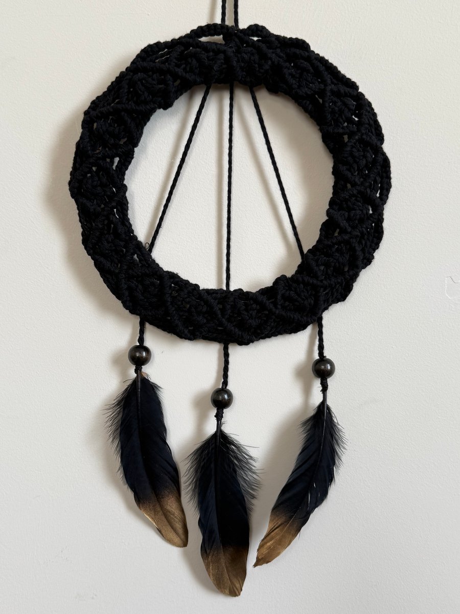 Black Celtic knots and Feathers wall hanging, includes free UK delivery