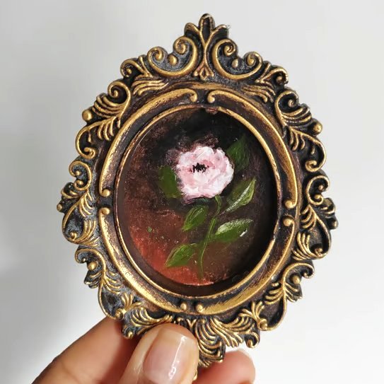 Miniature Baroque Floral Frame fridge magnet – Dark Academia & Cottagecore Decor