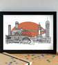 Brisbane Skyline Art Print - Image 1