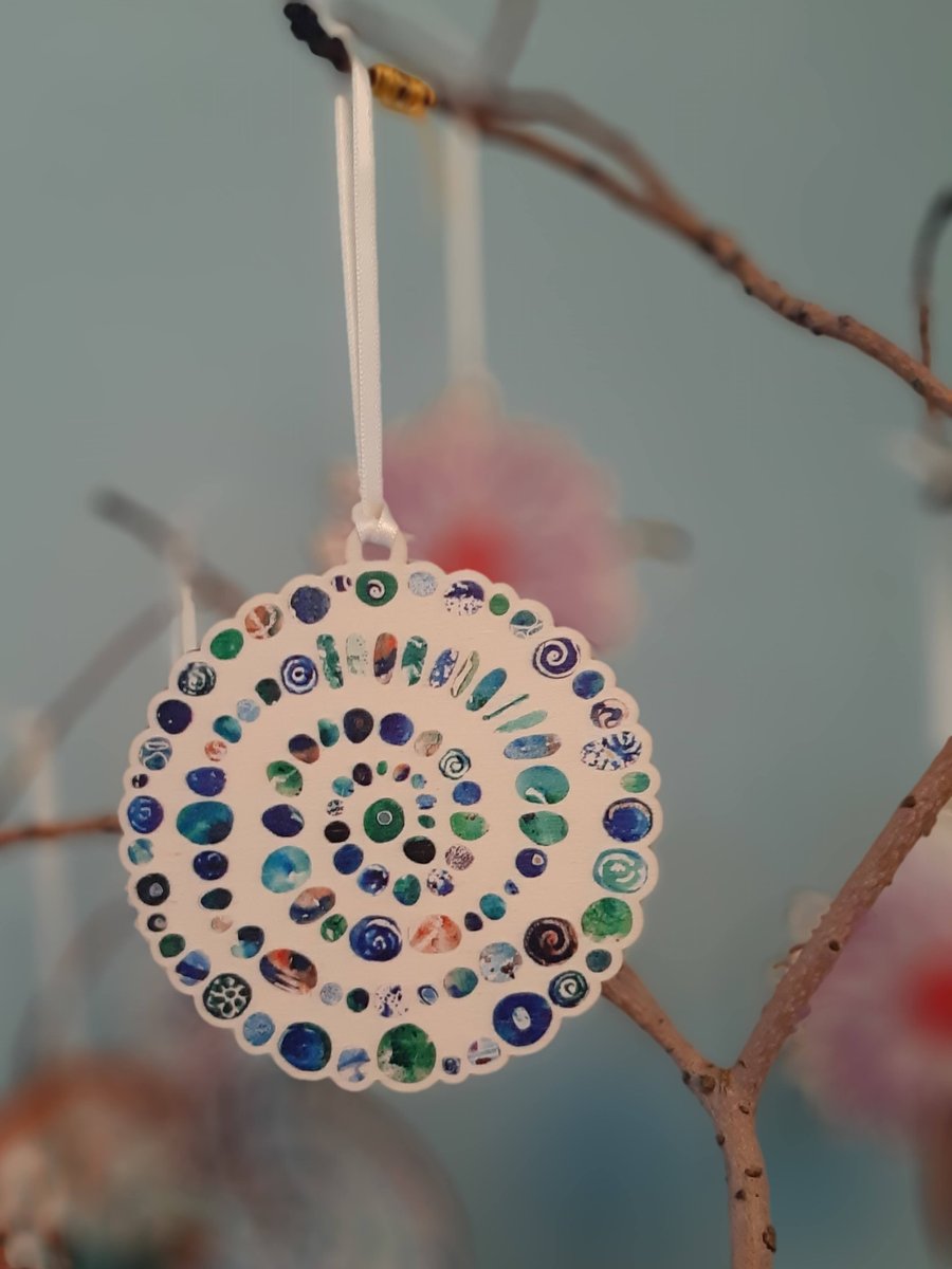 Sea-glass Spiral Wooden Decoration