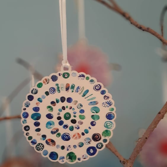 Sea-glass Spiral Wooden Decoration