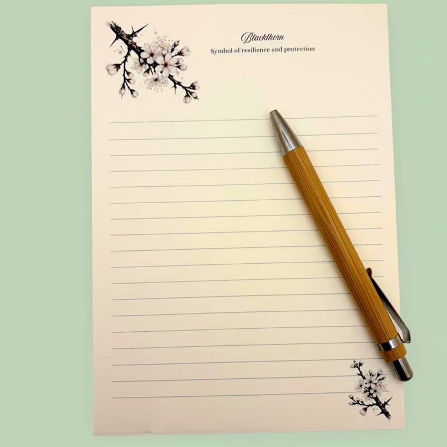 Blackthorn A5 Notepad - Botanical Stationery Gift, Hedgerow Inspired 