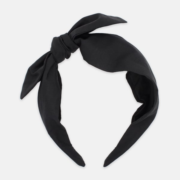 Liberty Fabric Women's Side Bow Headband, Black F Plain Print