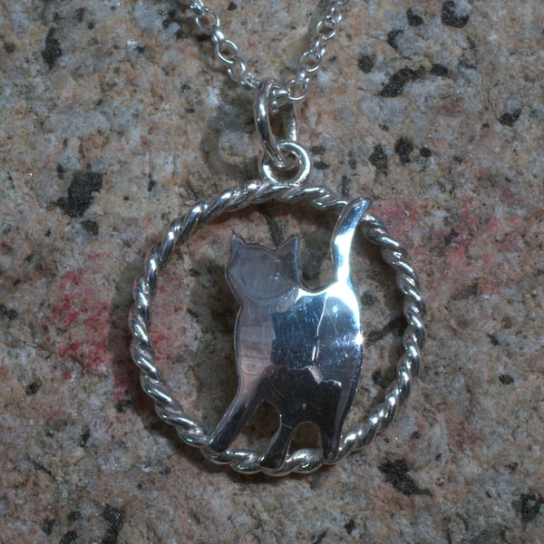 Silver Pendant "Walking Cat"