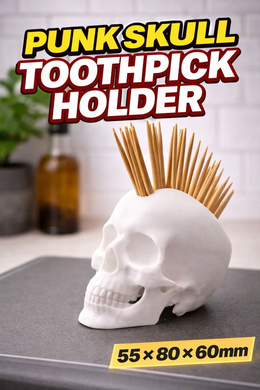 Punk Skull Toothpick Holder - 55 - 80 - 60mm