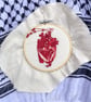 Bleeding heart - structurally accurate hand embroidery with hanging beads 