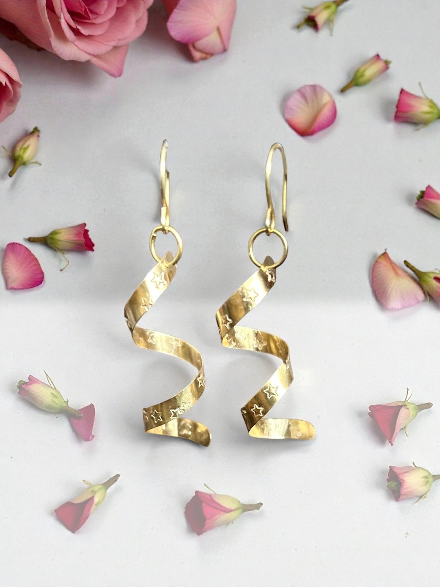 Celestial Star Spiral Dangle Earrings - Gift, Birthday