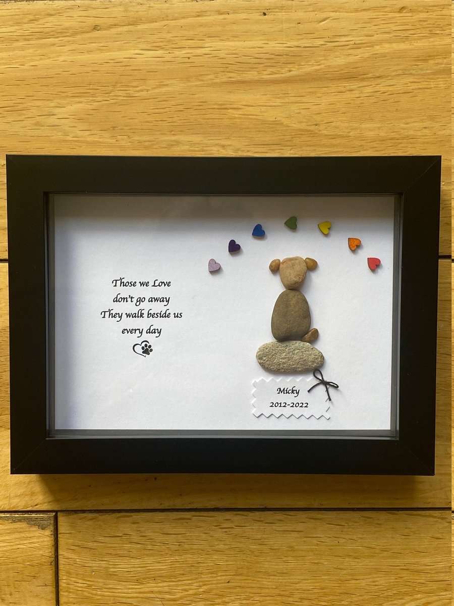 Dog Memorial Gift, Pet Memorial Gift, Pet Loss Pebble Frame, Pet Lover Gift, Peb