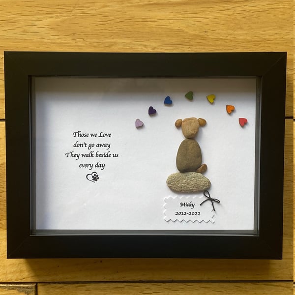 Dog Memorial Gift, Pet Memorial Gift, Pet Loss Pebble Frame, Pet Lover Gift, Peb