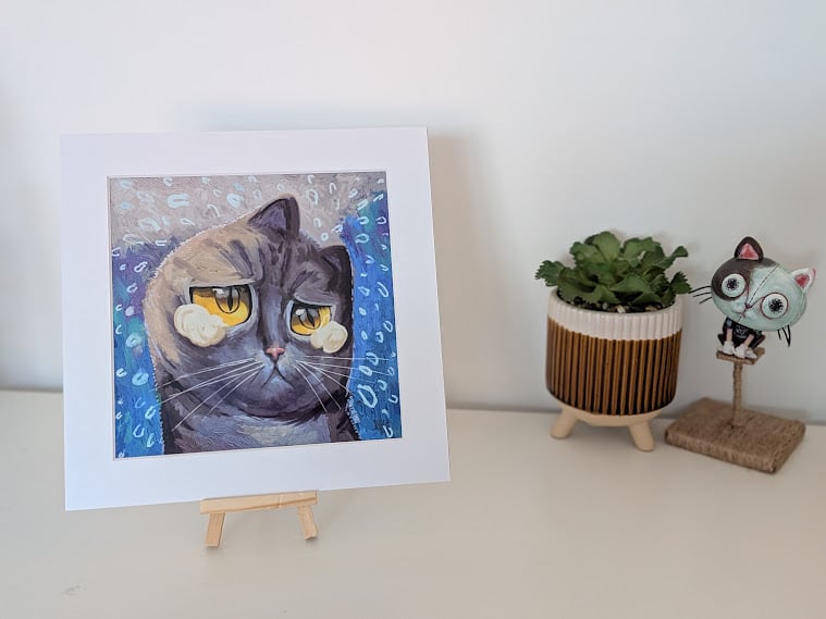 Crying Cat Print in Mount - The Drama Queen