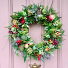 Handmade Faux Foliage Wreath: Large Farmhouse Dried Fruit Door Decor