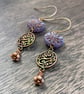Czech Glass Flower Earrings. Purple Dahlia Flower Earrings. Bohemian Earrings - Image 2