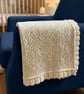 Hand Knitted Lemon Baby Shawl with Heart Lace and Ruffled Edge - Image 1