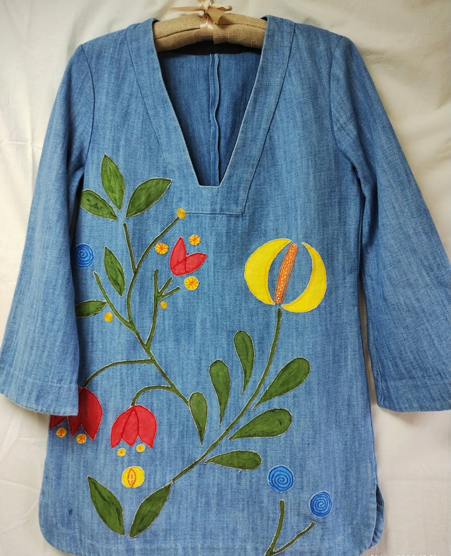 Upcycled denim tunic