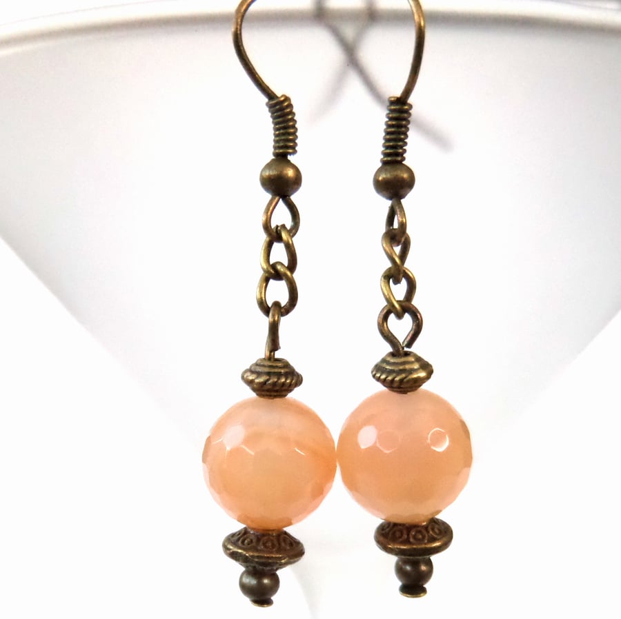 Handmade carnelian bronze earrings - vintage style earrings