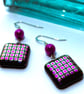 Pink and Purple fused glass earrings