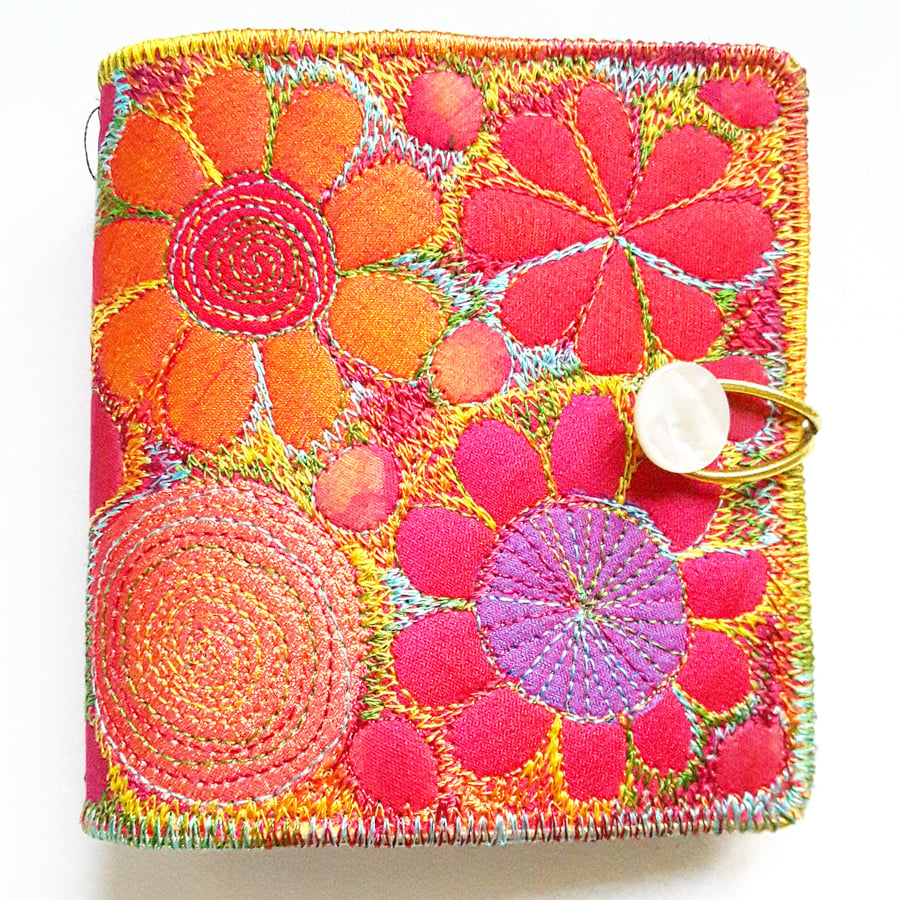 Sewing Needle Case with Free Machine Embroidery in a Botanical Theme
