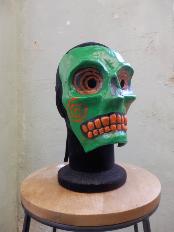 Large Green Skull Mask Paper Mache Venetian Horror Halloween