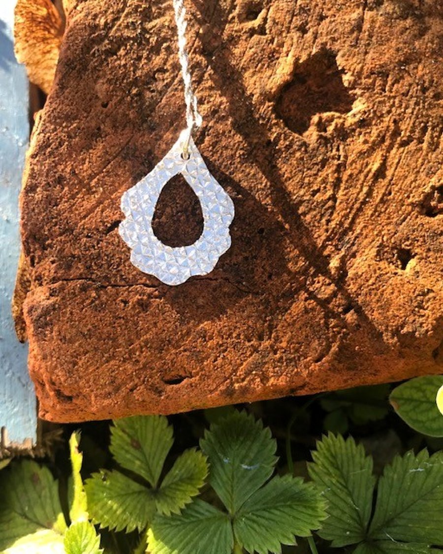 Handmade Fine Silver 999 Textured Pendant – Unique Silver Necklace