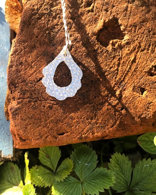 Handmade Fine Silver 999 Textured Pendant – Unique Silver Necklace