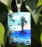 Dichroic Glass Mermaid Necklace: Fused Glass Sea Landscape Pendant F8 - Image 6