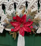Macrame Christmas Tree Wall Hanging with Poinsettia & Gold Accents – 68cm - Image 2