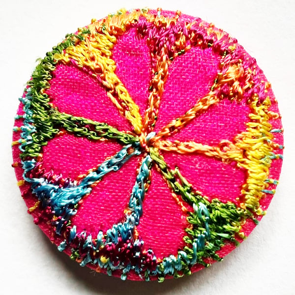 Buttons 1 inch button Hand Dyed Silks and Cottons Free Machine Embroidery Button