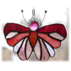 Reserved for Petra - Pink Butterfly Suncatcher Stained Glass Handmade 037